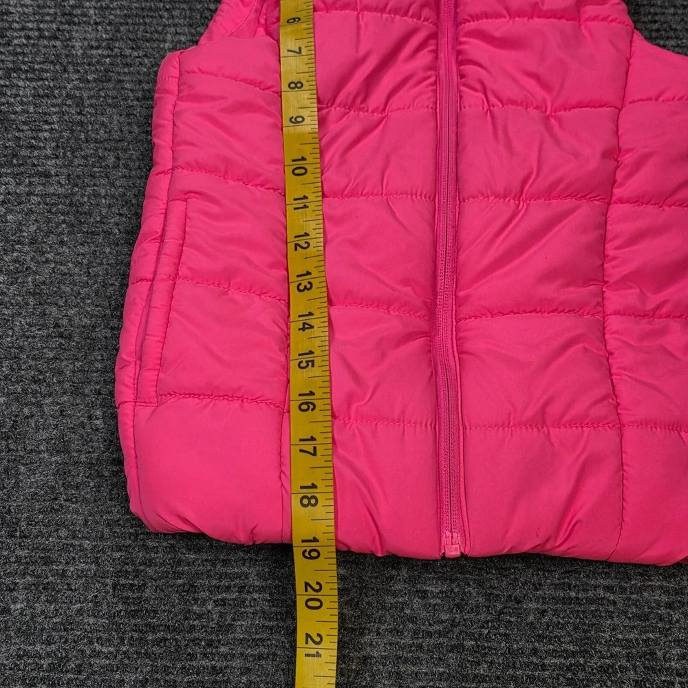 Puma Puffer Vest Girl's Size XS 5/6 Hot Pink‎ Glitter Logo Full Zip Activewear